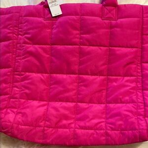 Gap Large Pink Quilted Tote Bag With Zipper